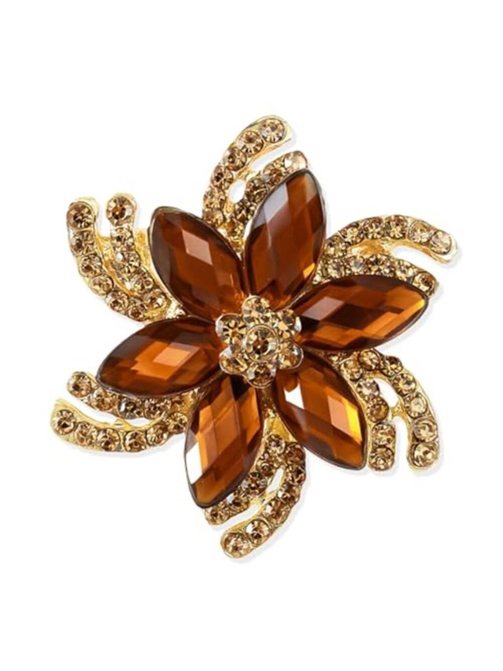 Elegant Crystal Flower Brooch Pin